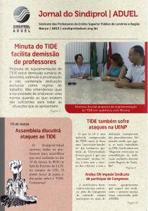 Clique na imagem acima para ler a segunda edição do Jornal do Sindiprol/Aduel, que traz análise sobre proposta de TIDE da reitoria